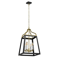 Monteal 4Lt Pendant Light in Antique Gold and Black
