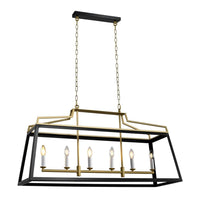 Monteal 6Lt Pendant Light in Antique Gold and Black