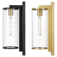 Perova Cylinder Outdoor Wall Light (H500mm) in Black or Brass