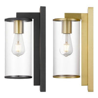 Perova Cylinder Outdoor Wall Light (H400mm) in Black or Brass