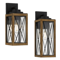 Mallory Outdoor Wall Light Small, Large in Black Sand / Wood Colour