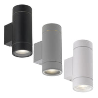 Kman Cylinder Outdoor LED Up/Down Wall Light in Black, Silver or White