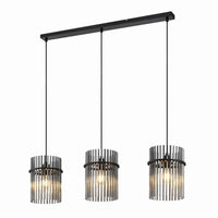Quilo Bar Pendant Light 3Lt in Black and Smoke