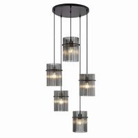 Quilo Pendant Light 5Lt in Black and Smoke