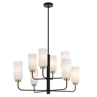 Sebring Pendant Light 8Lt in Black and Opal Matt Glass