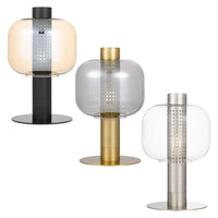 Parola Table Lamp in Black/Amber, Gold/Smoke or Nickel/Clear