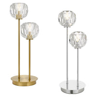 Zaha LED Table Lamp 2Lt w/ Crystal Glass in Antique Gold or Chrome