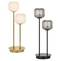 Bobo LED Table Lamp 2Lt in Antique Gold/Opal Matt or Black/Smoke