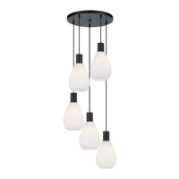 Tresor Pendant Light 5Lt in Black and Opal Matt