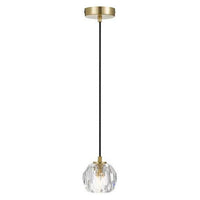 Zaha LED Pendant Light w/ Crystal Glass in Antique Gold or Chrome