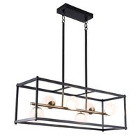Franco 6Lt LED Bar Pendant Light in Black and Gold