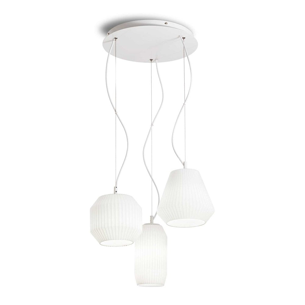 View Lux Led Ideal Lux 8I198095 | origami Pendant Light 3Lt in White