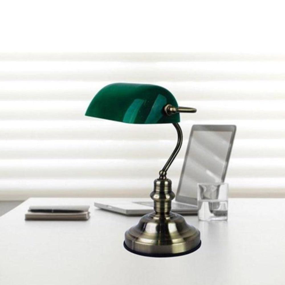 EGLO Banker Green Glass Table Lamp