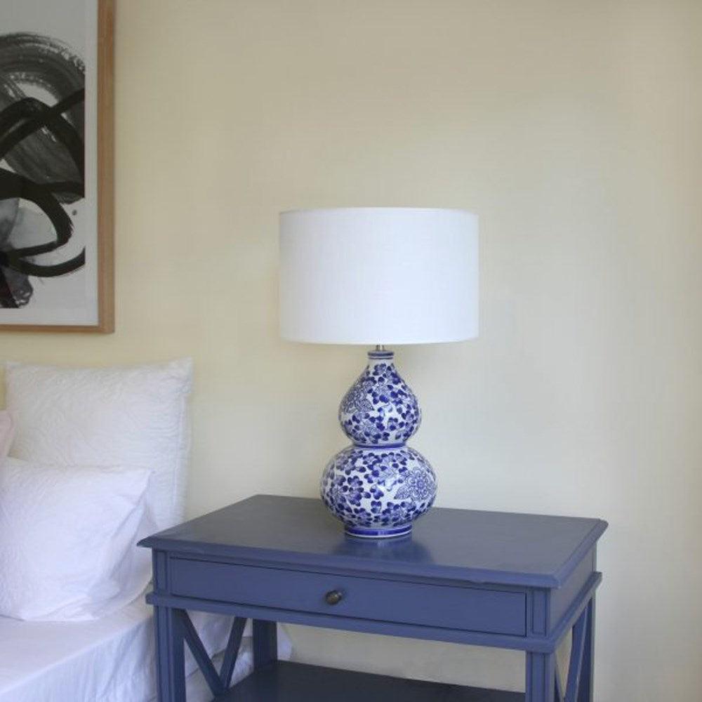 Adira Ceramic Table Lamp 1Lt in Blue & White - The Lighting Outlet